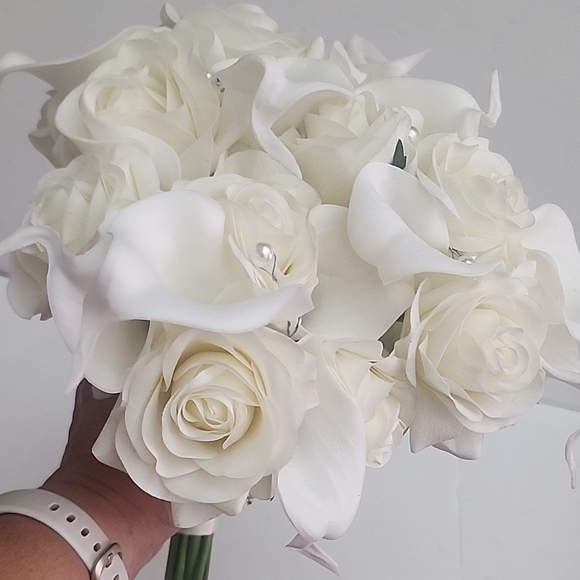 Wedding Beautiful Bride Bridal bouqet Real Touch Forever Flowers Bridesmaid 1pc - Picture 6 of 14